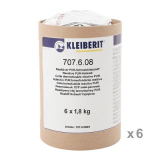 707.6.08 PUR Kantenschmelzklebstoff - transparent-farblos Karton mit 6 Hülsen je 1,8 kg
